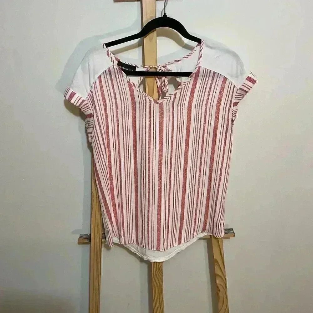 Fortune+Ivy striped short sleeve shirt size small